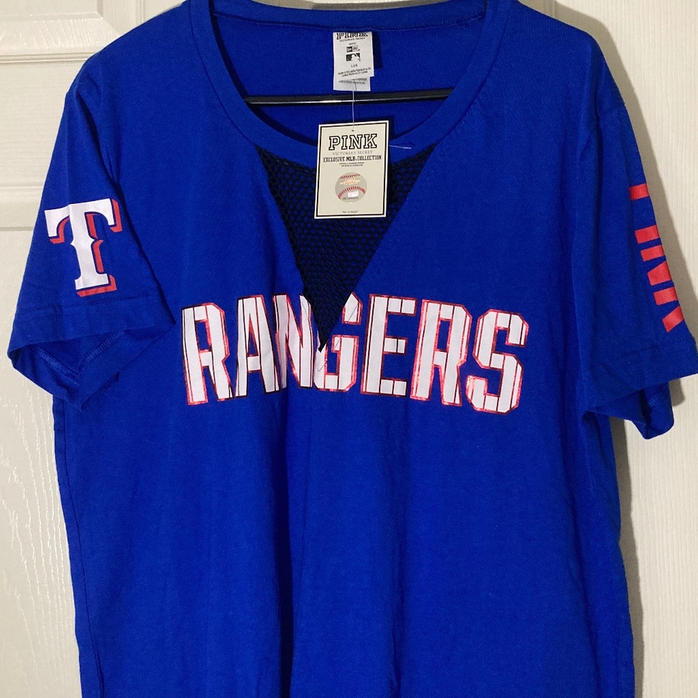 MLB PINK Victoria’s secret  limited edition Texas rangers cotton T shirt NWT